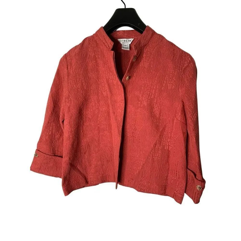 Citron Santa Monica cotton silk button front jacket top women's size small